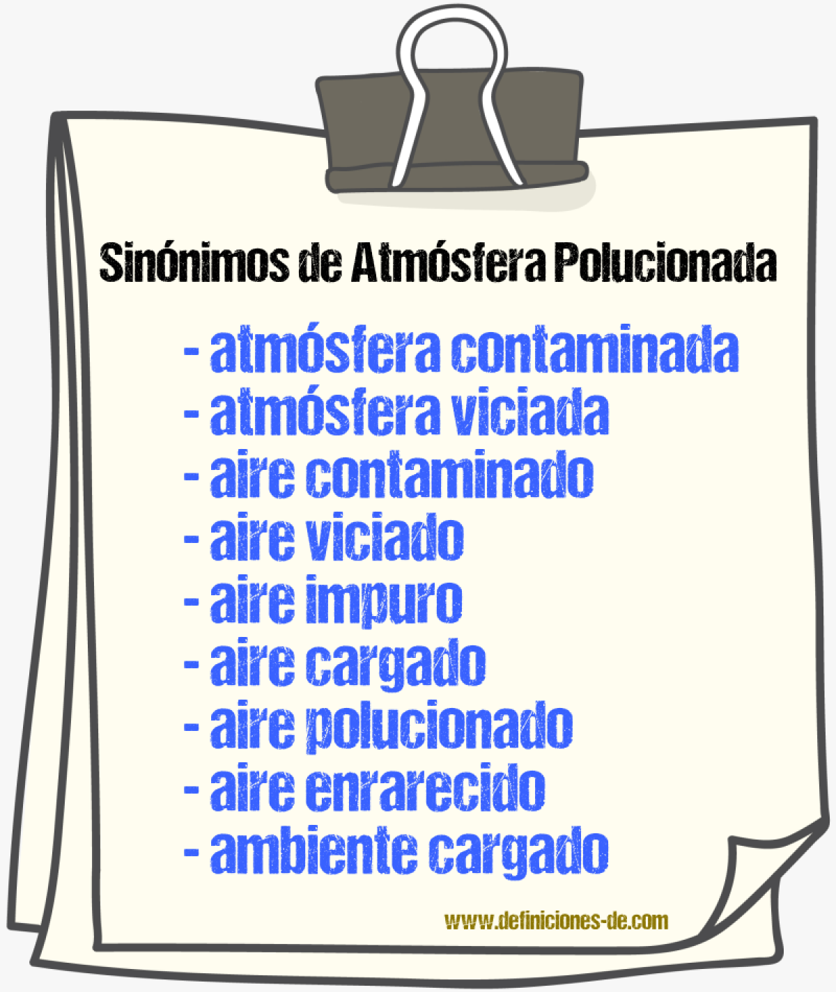 Sinónimos de atmósfera polucionada