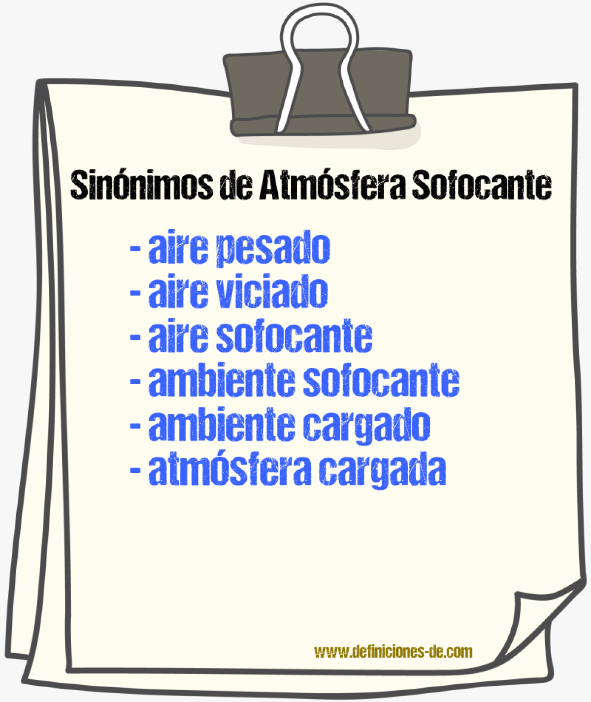 Sinónimos de atmósfera sofocante