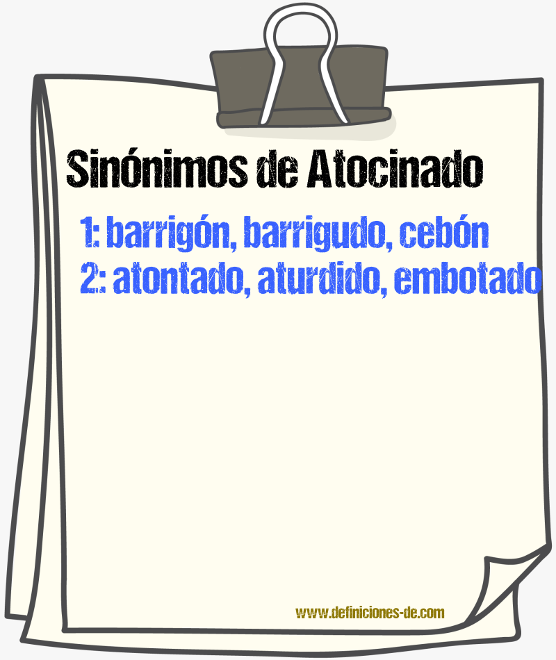 Sinnimos de atocinado