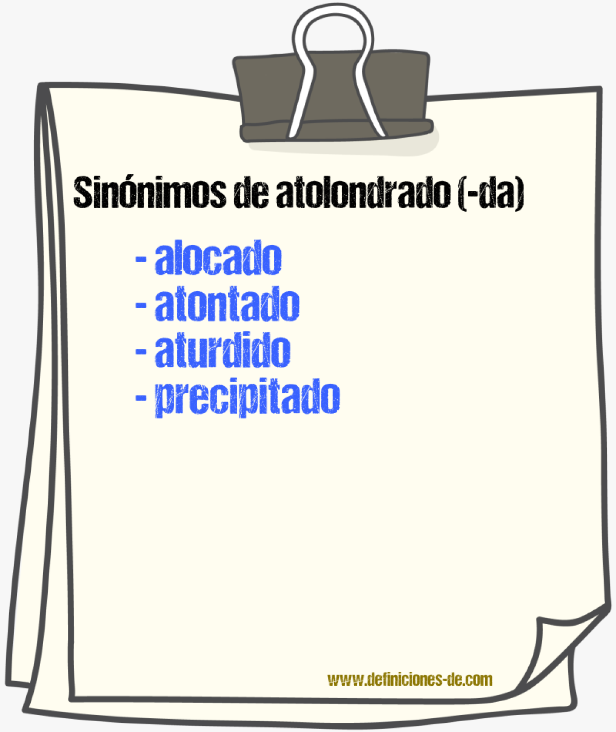 Sinnimos de atolondrado