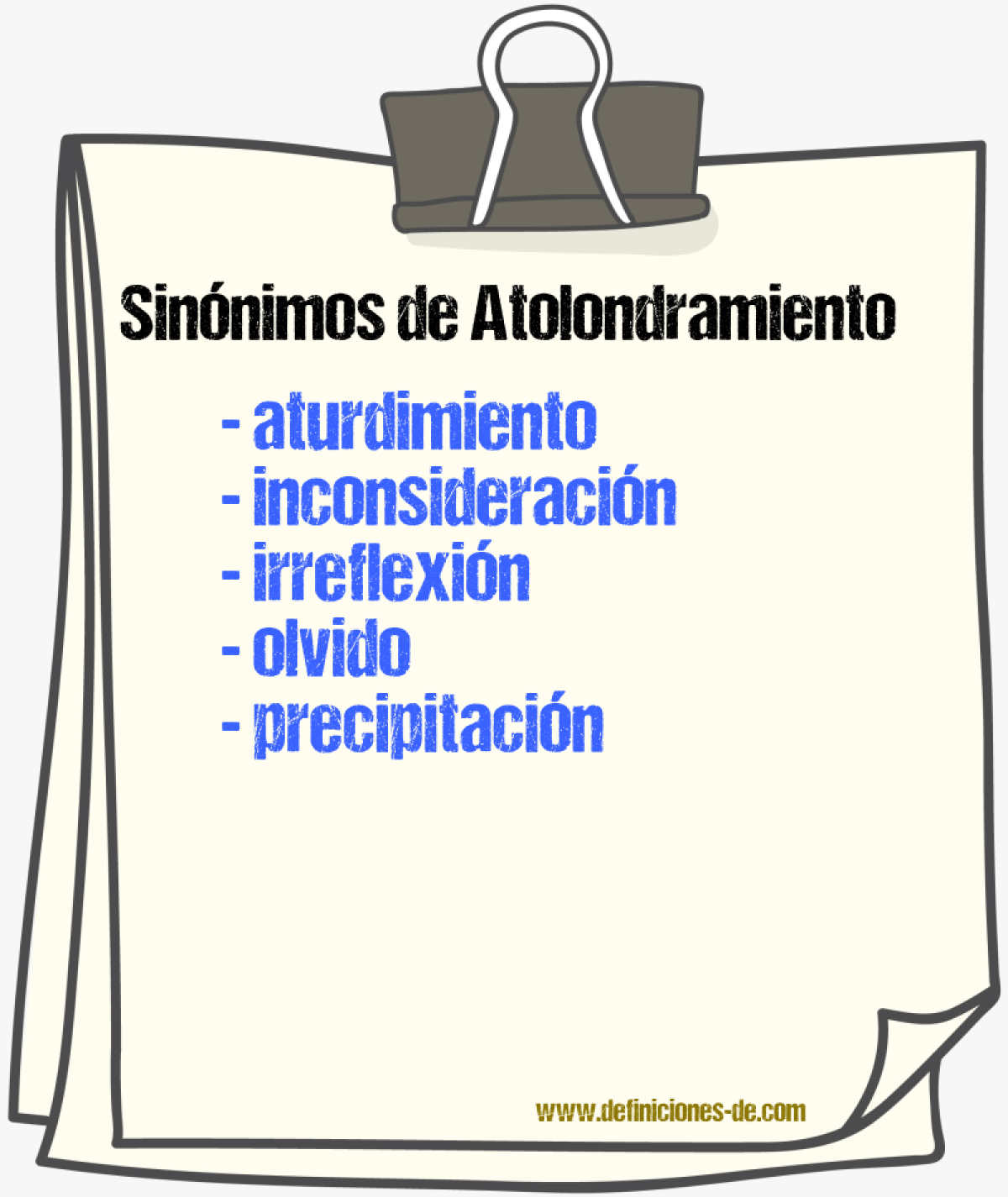 Sinnimos de atolondramiento