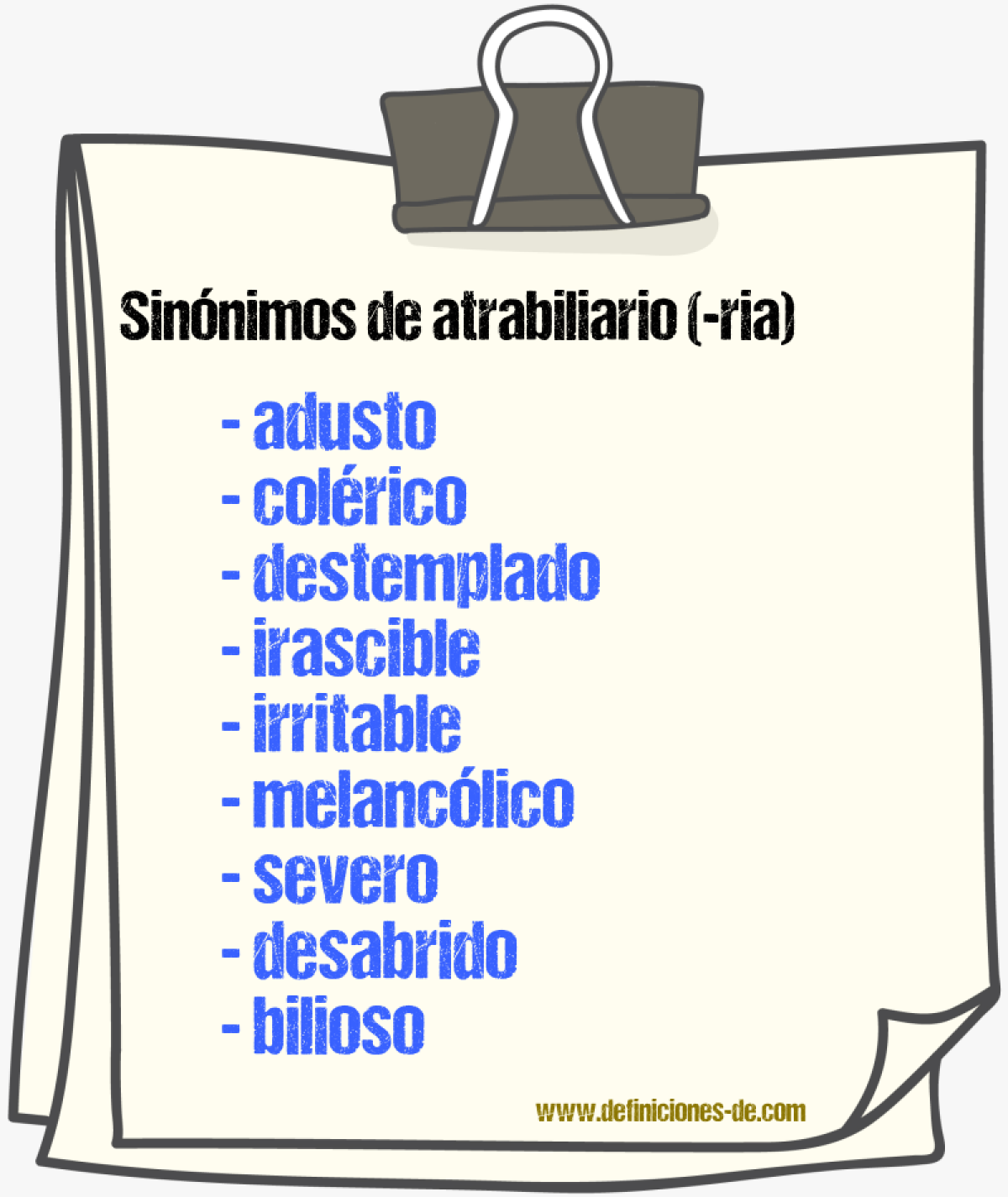 Sinnimos de atrabiliario