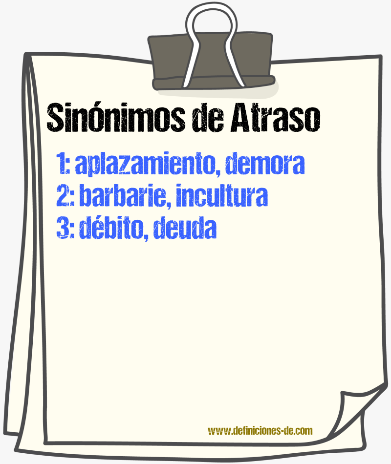 Sinnimos de atraso