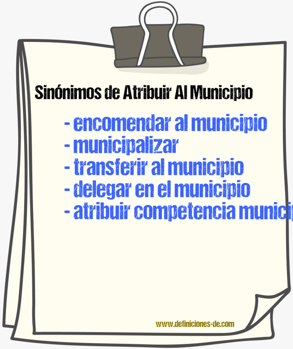 Sinónimos de atribuir al municipio