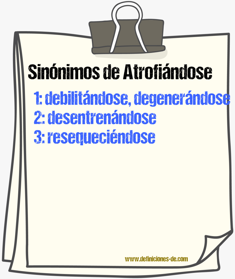 Sinónimos de atrofiándose