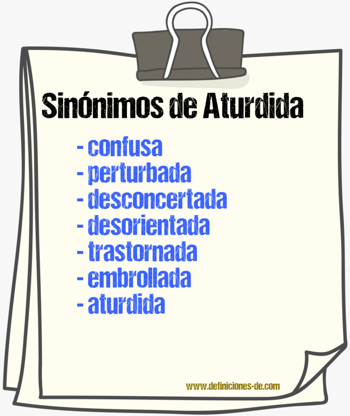Sinónimos de aturdida