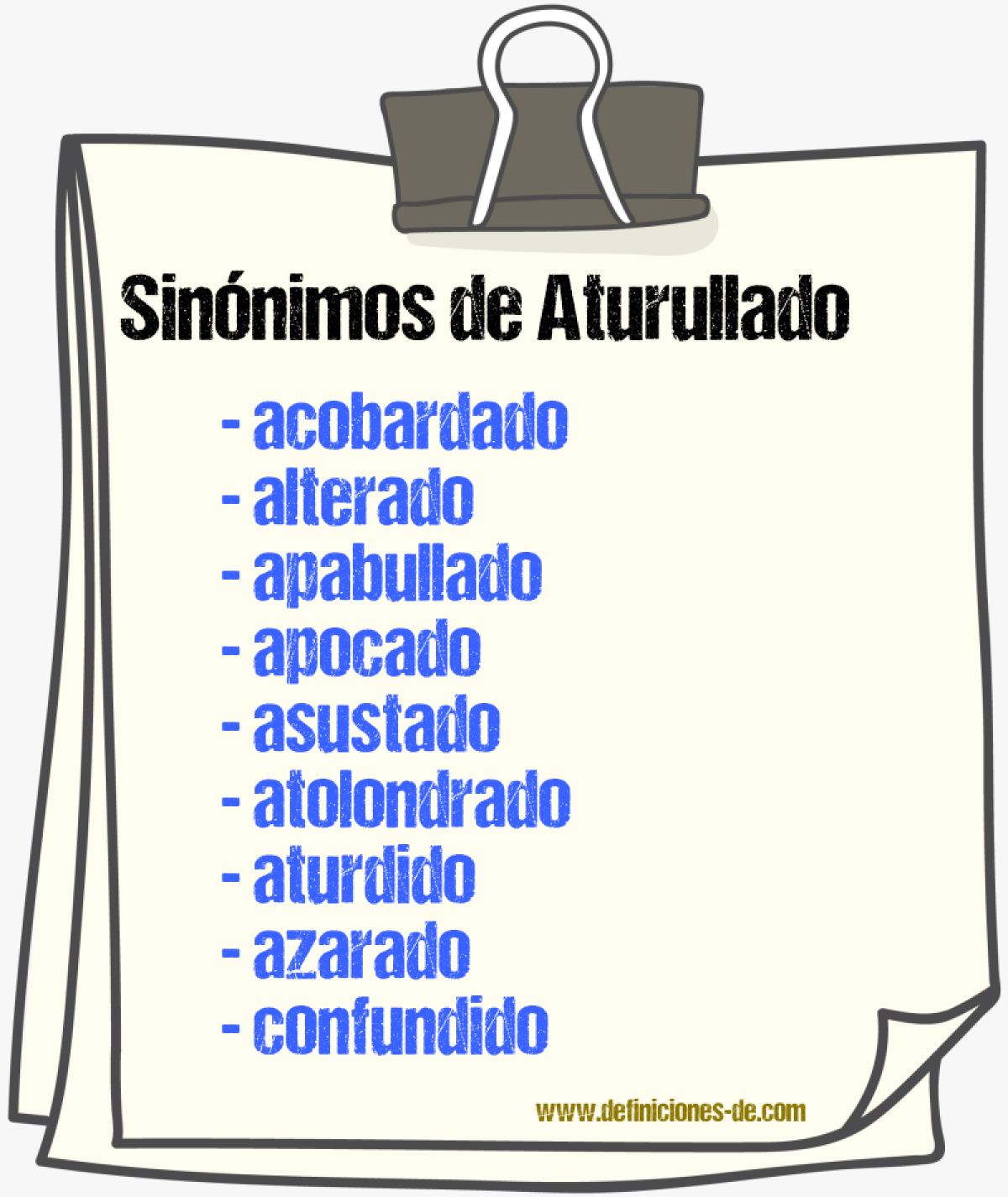 Sinnimos de aturullado