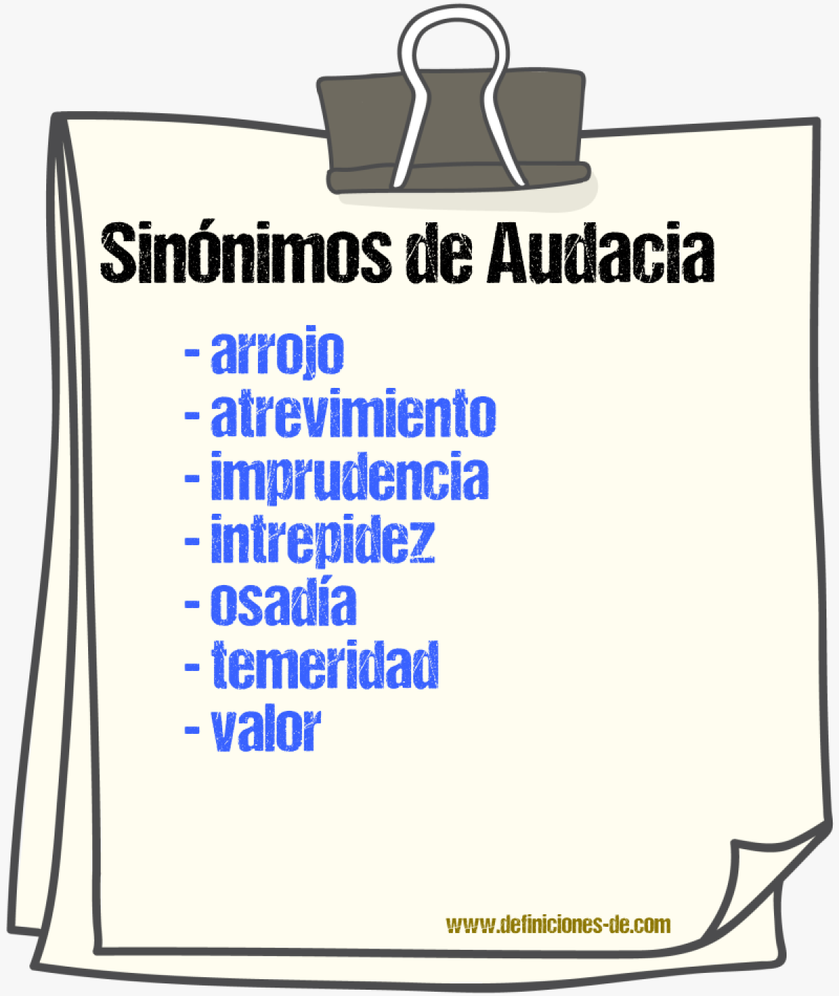 Sinnimos de audacia