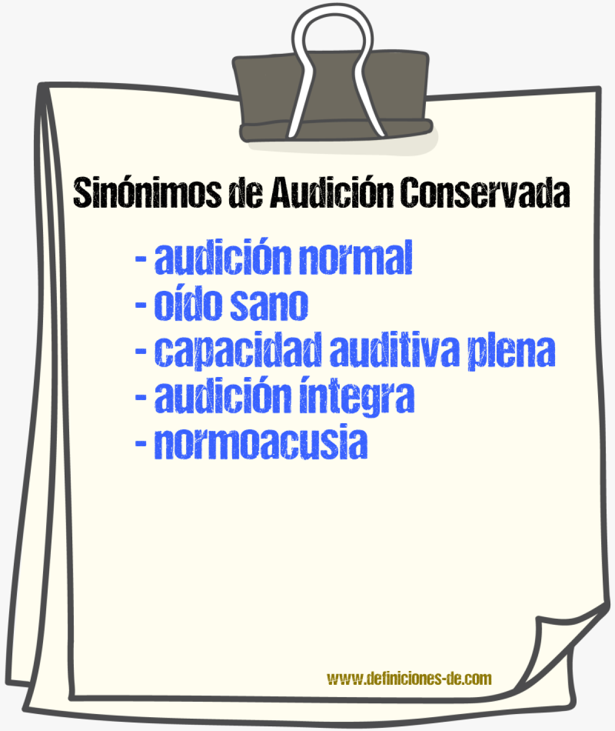 Sinónimos de audición conservada