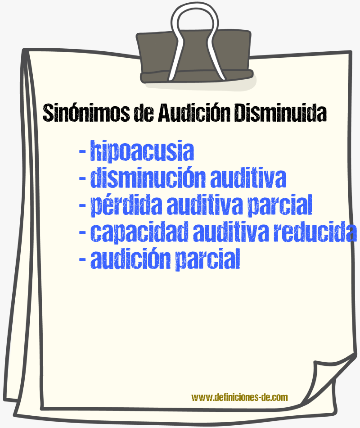 Sinónimos de audición disminuida