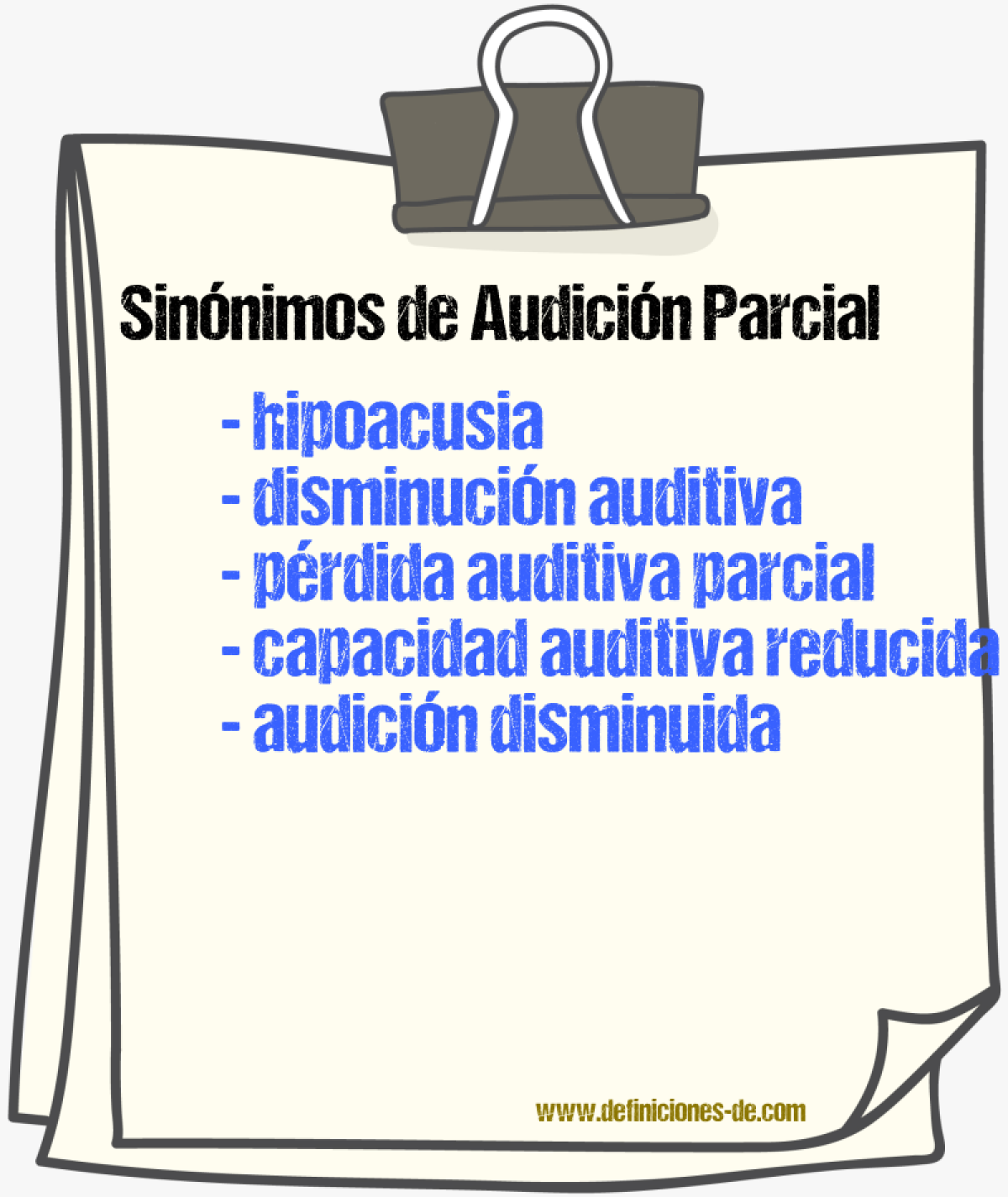 Sinónimos de audición parcial