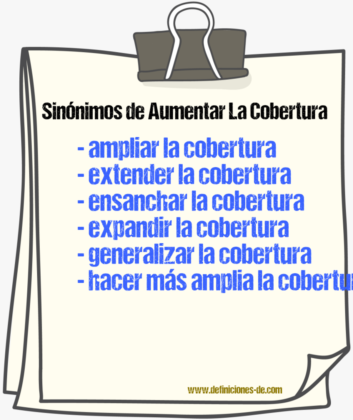 Sinónimos de aumentar la cobertura