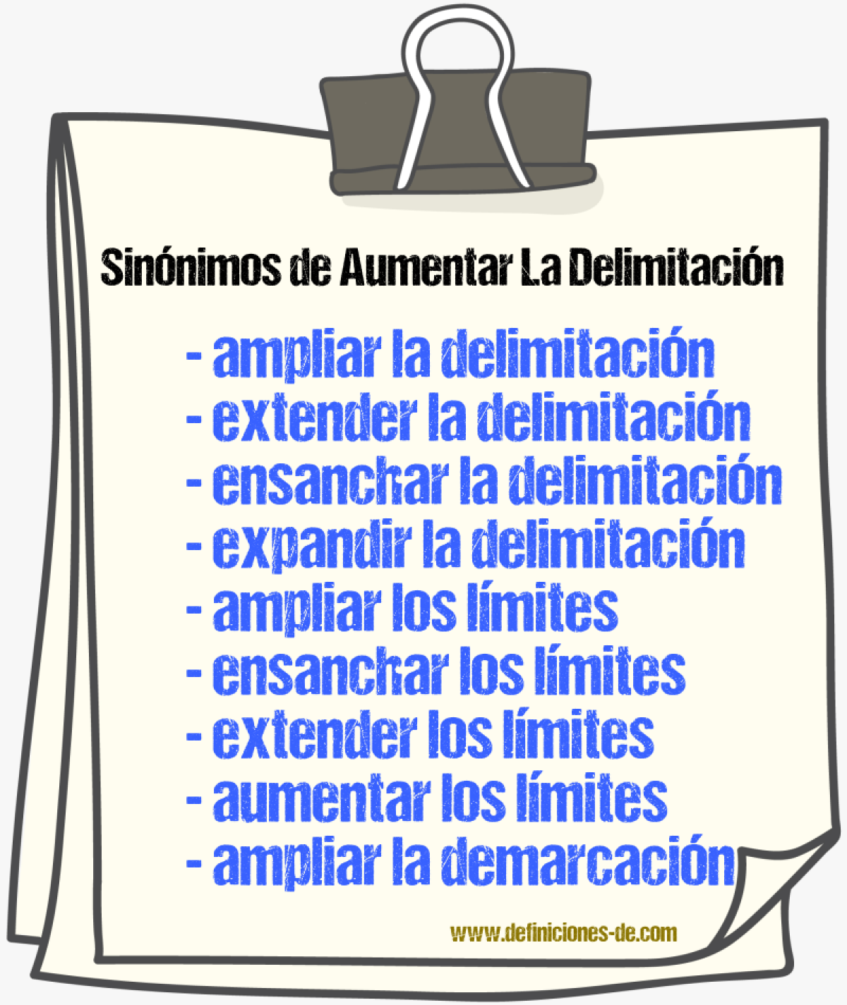 Sinónimos de aumentar la delimitación