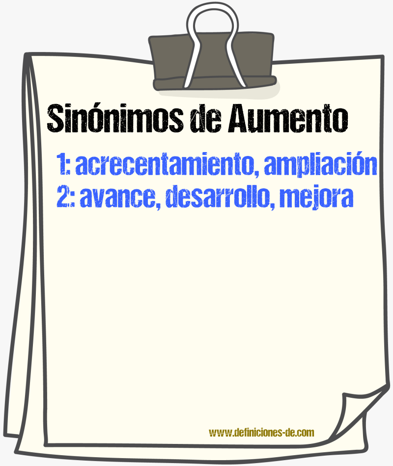 Sinnimos de aumento