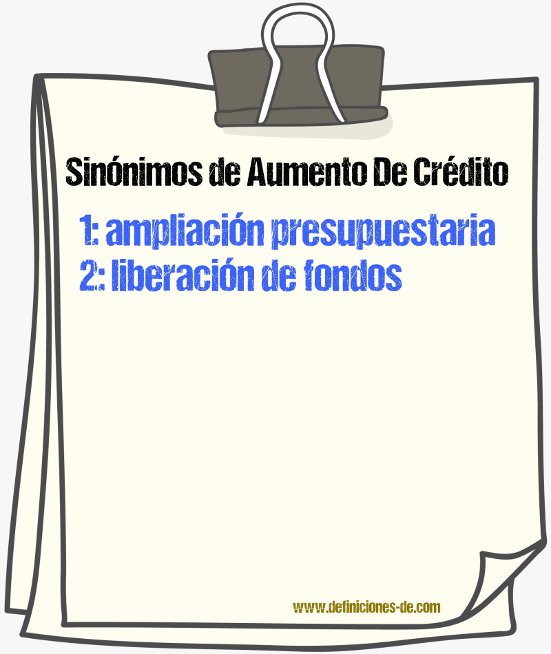 Sinónimos de aumento de crédito