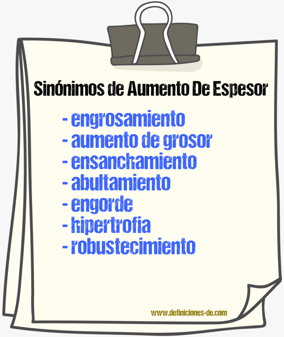 Sinónimos de aumento de espesor