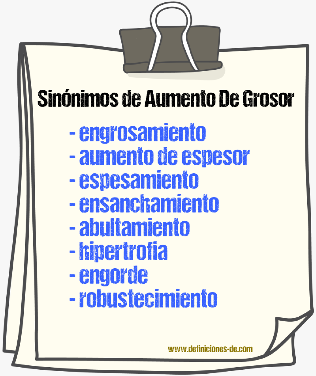 Sinónimos de aumento de grosor