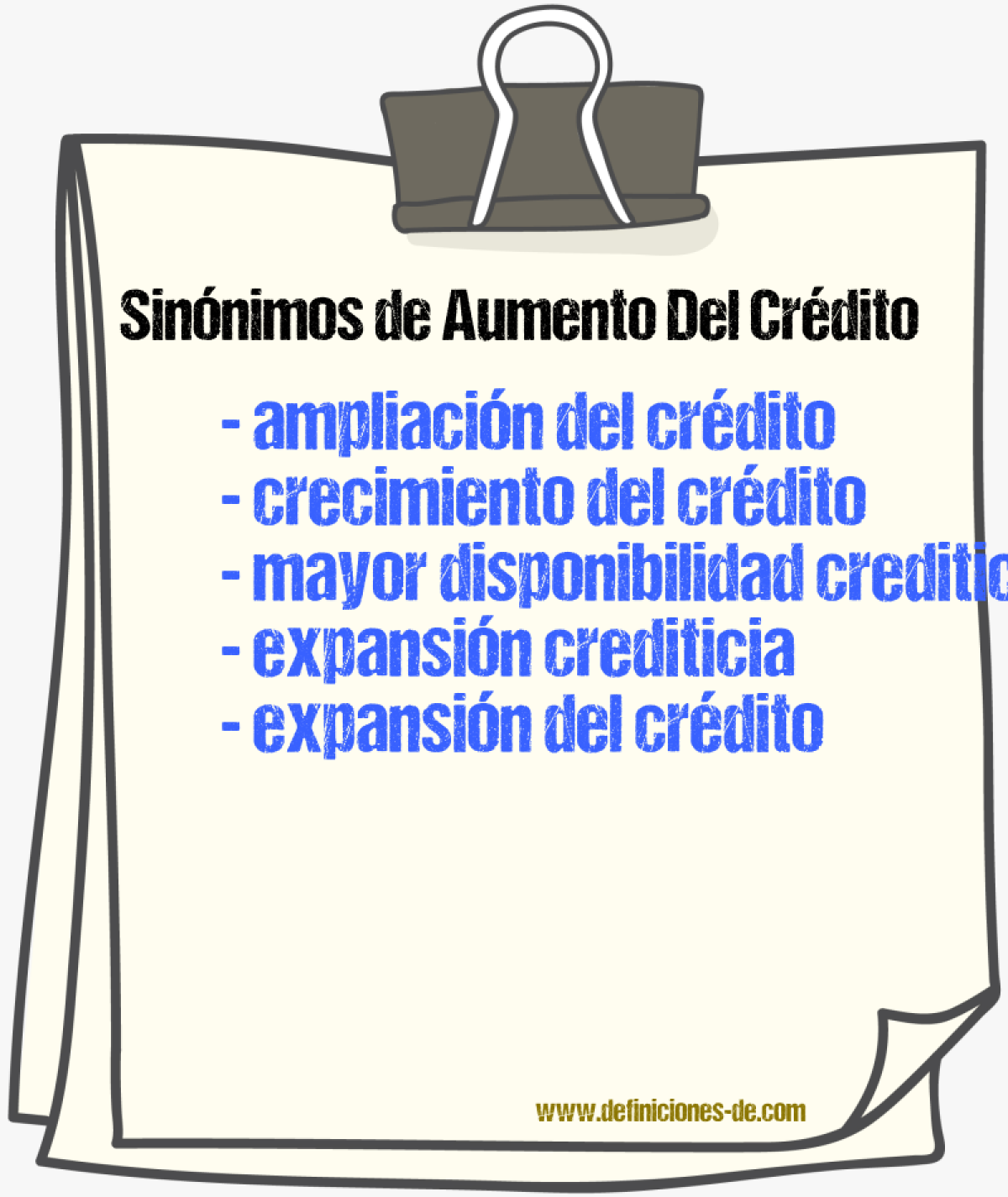Sinónimos de aumento del crédito