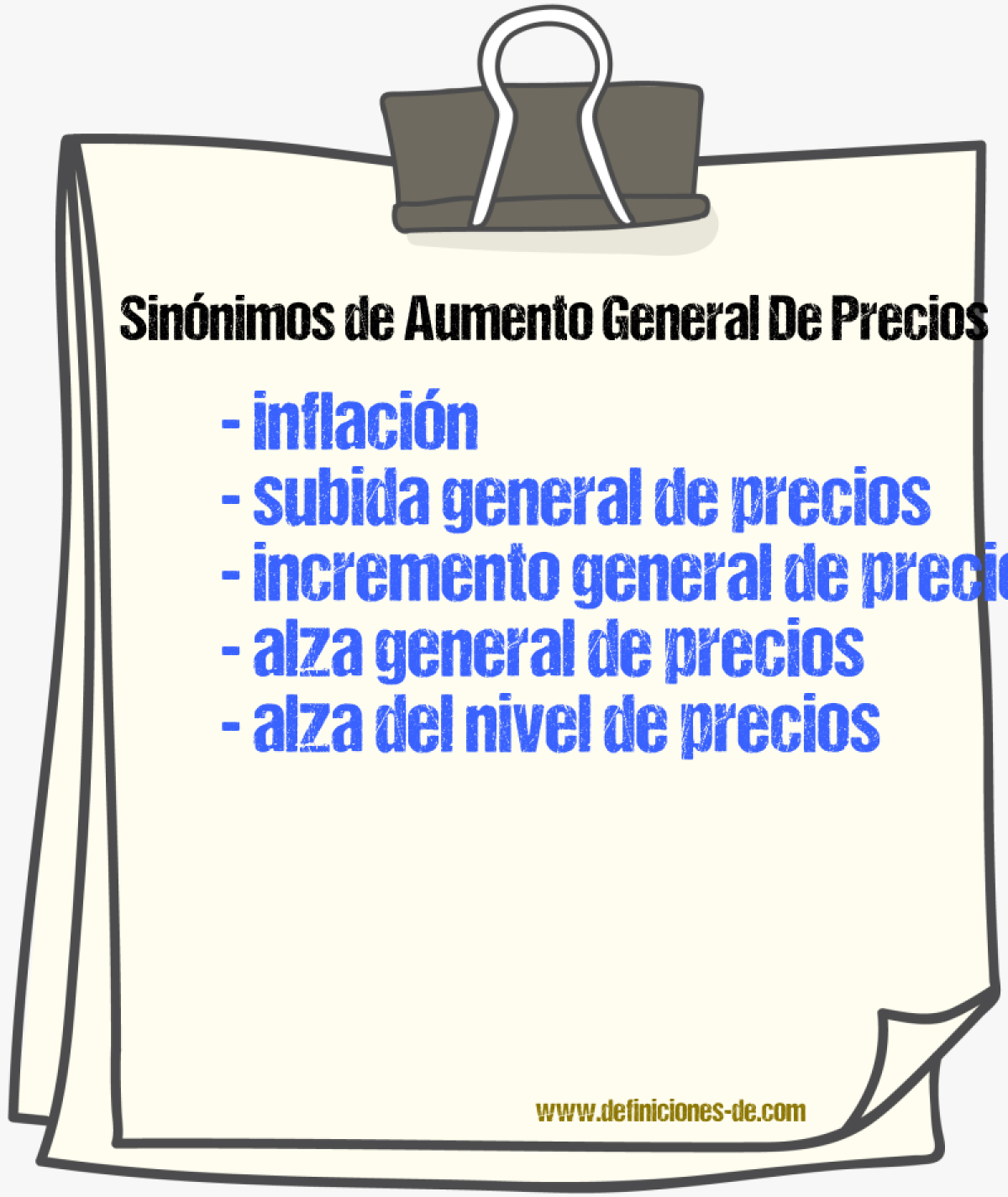 Sinónimos de aumento general de precios
