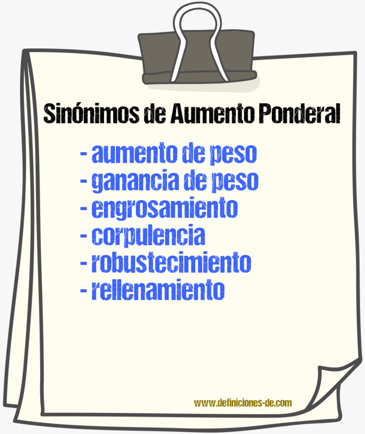 Sinónimos de aumento ponderal