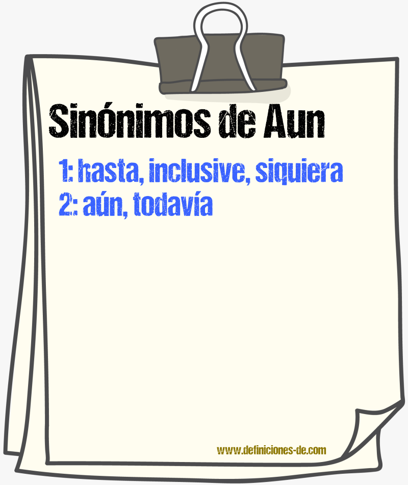 Sinnimos de aun