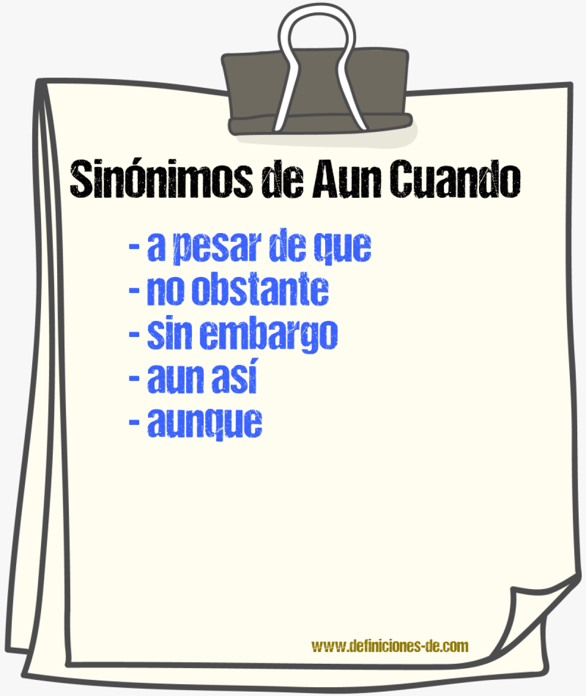 Sinnimos de aun cuando