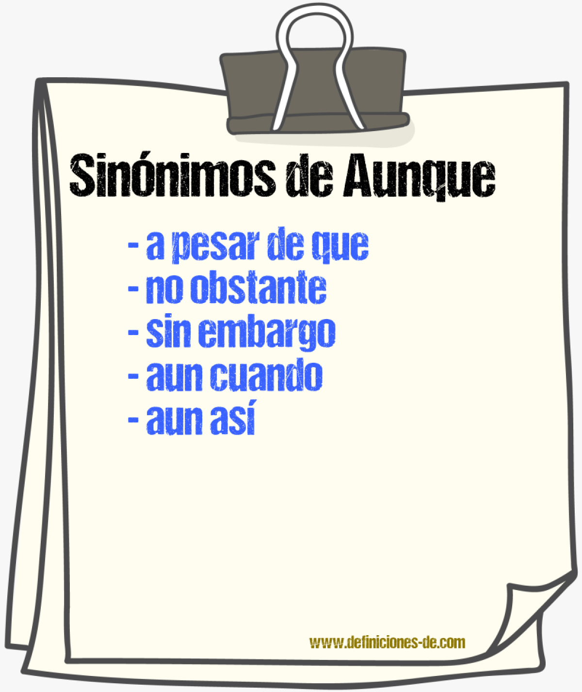 Sinnimos de aunque