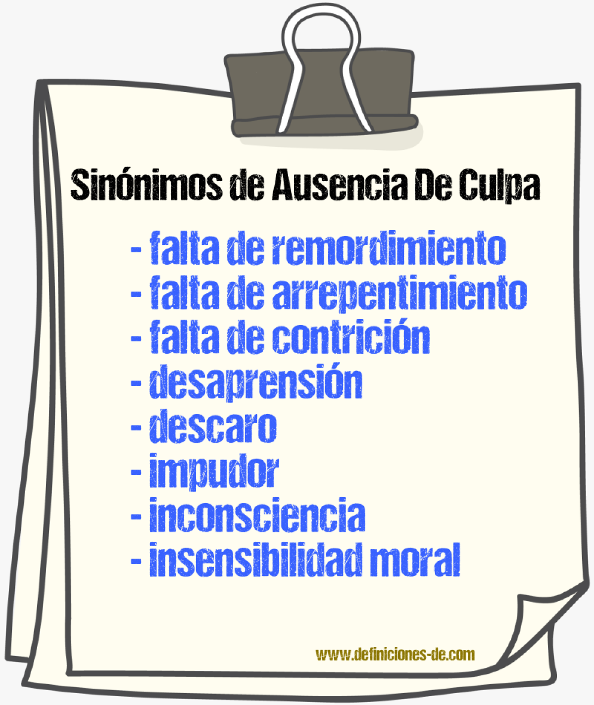 Sinónimos de ausencia de culpa
