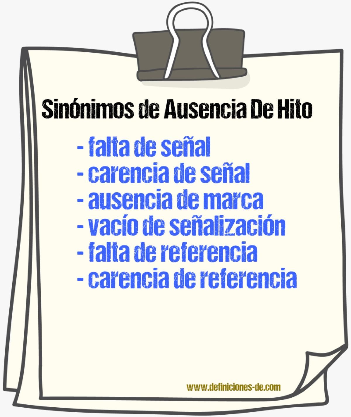Sinónimos de ausencia de hito