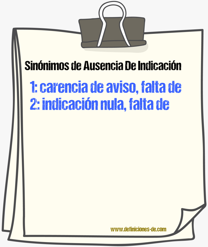 Sinónimos de ausencia de indicación