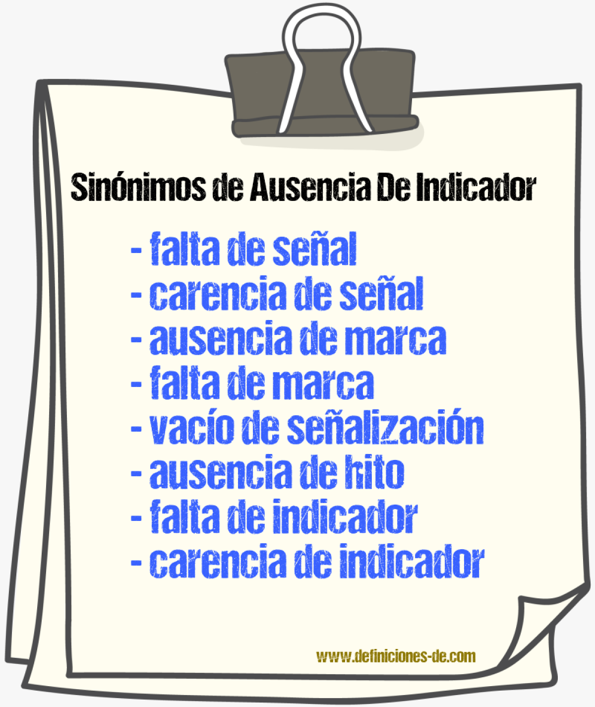 Sinónimos de ausencia de indicador