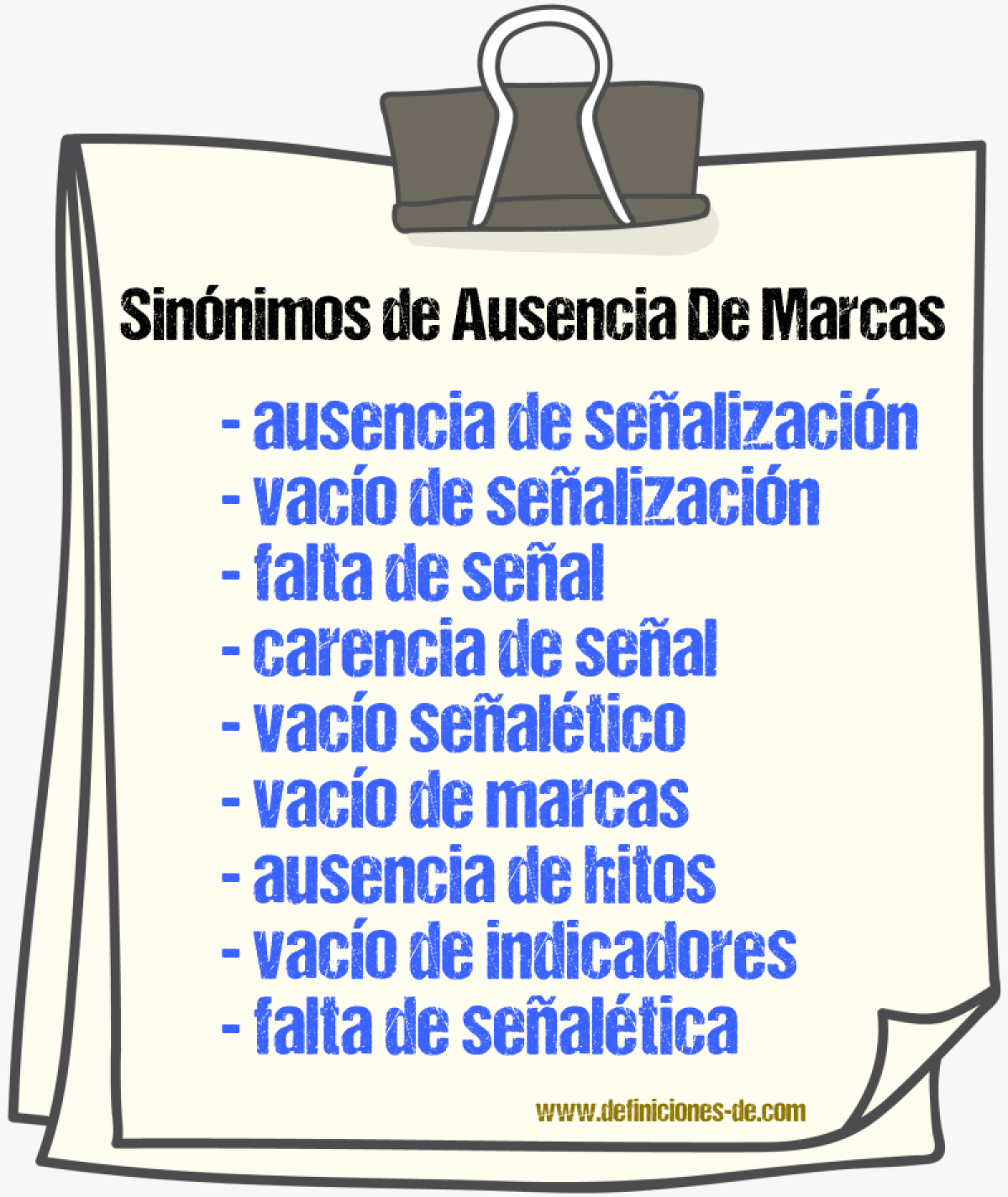 Sinónimos de ausencia de marcas