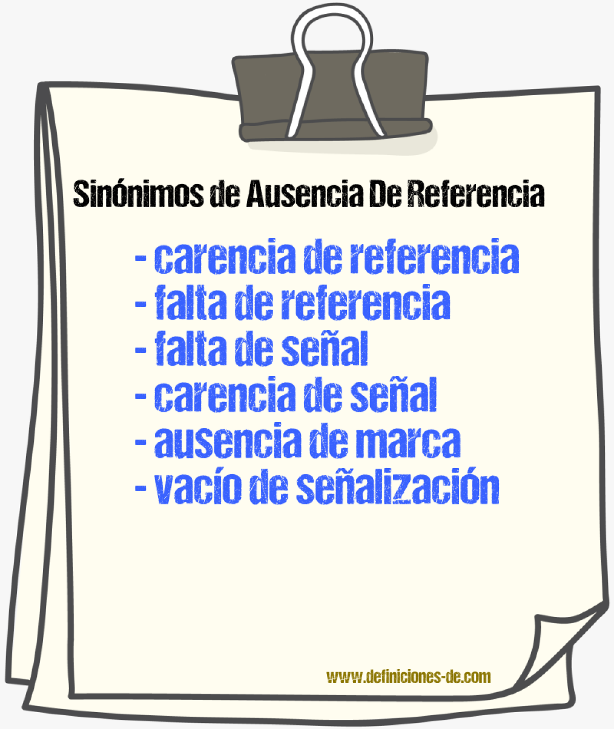 Sinónimos de ausencia de referencia