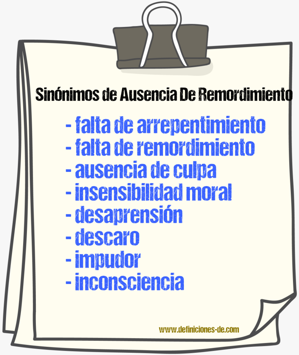 Sinónimos de ausencia de remordimiento