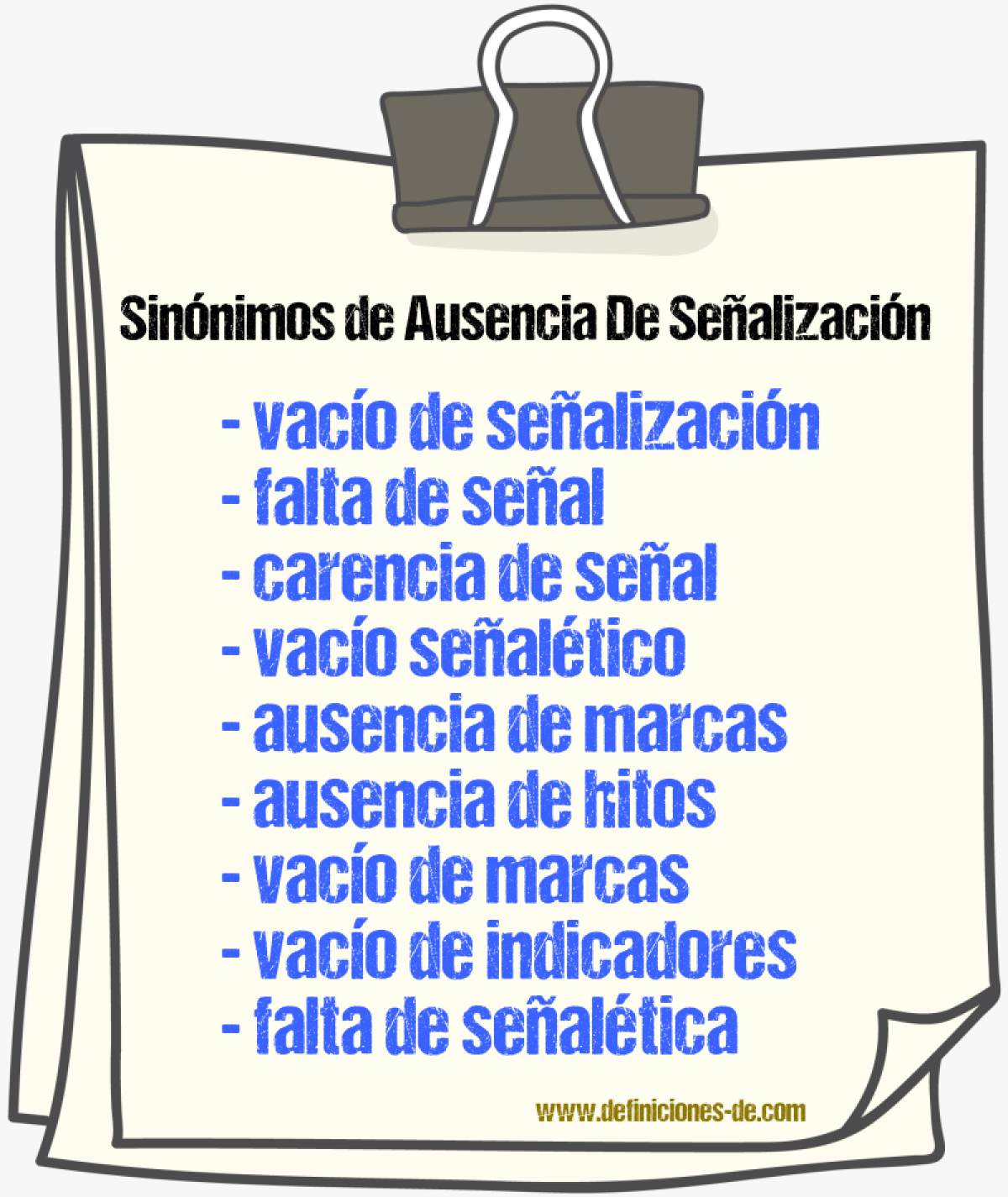 Sinónimos de ausencia de señalización