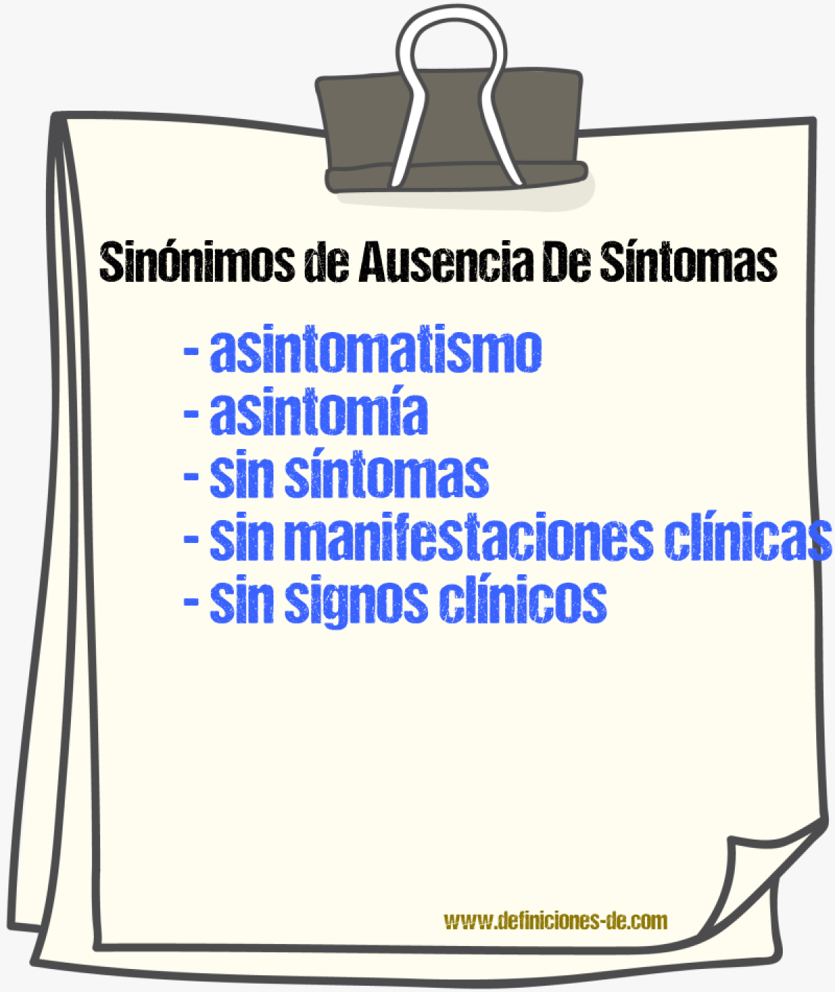 Sinónimos de ausencia de síntomas