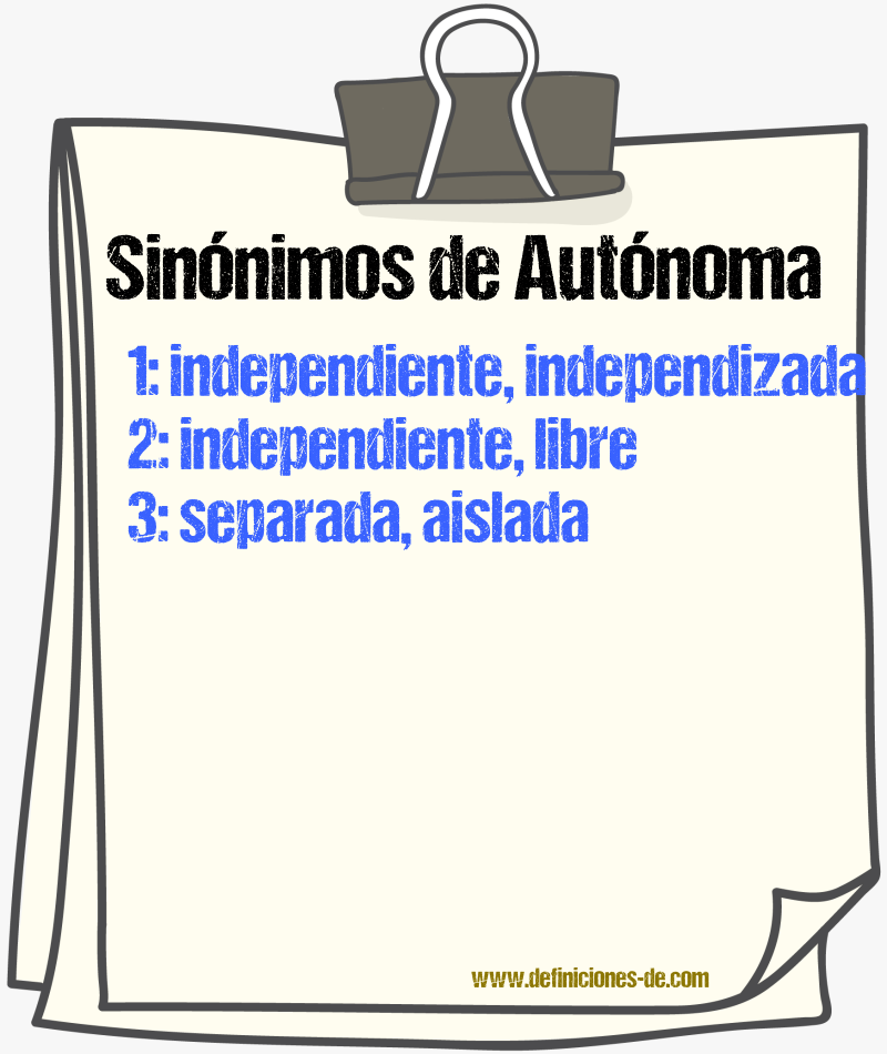 Sinónimos de autónoma