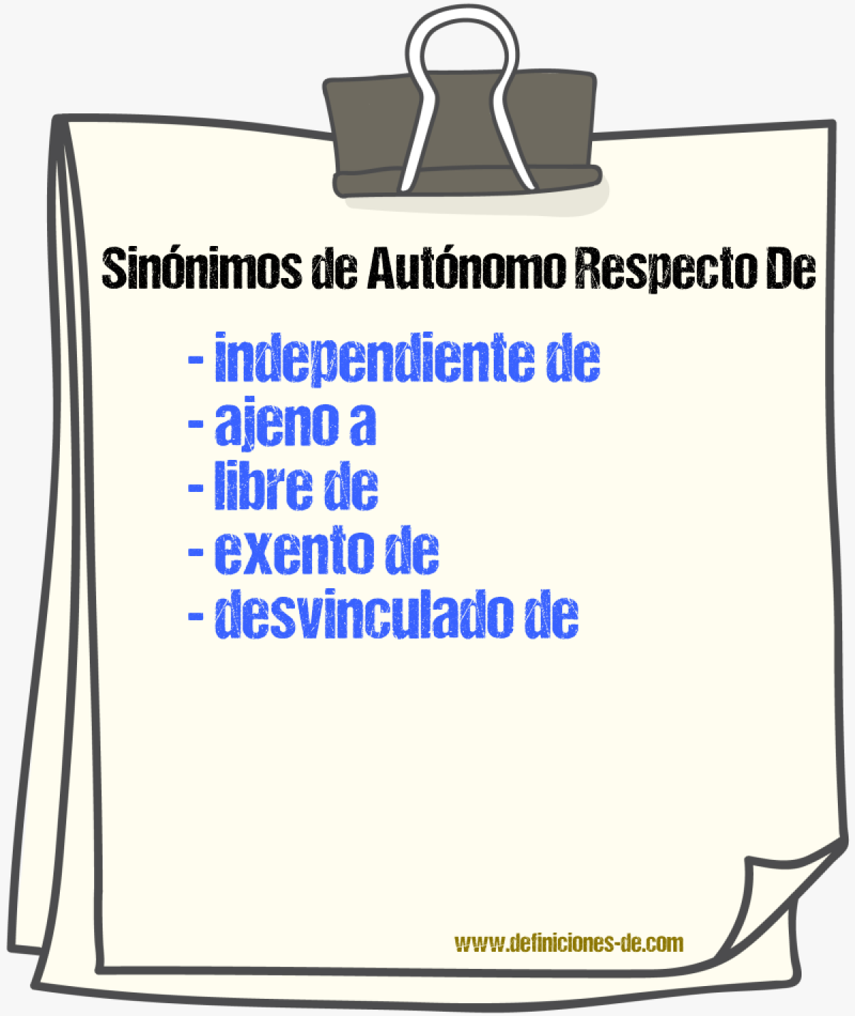 Sinónimos de autónomo respecto de