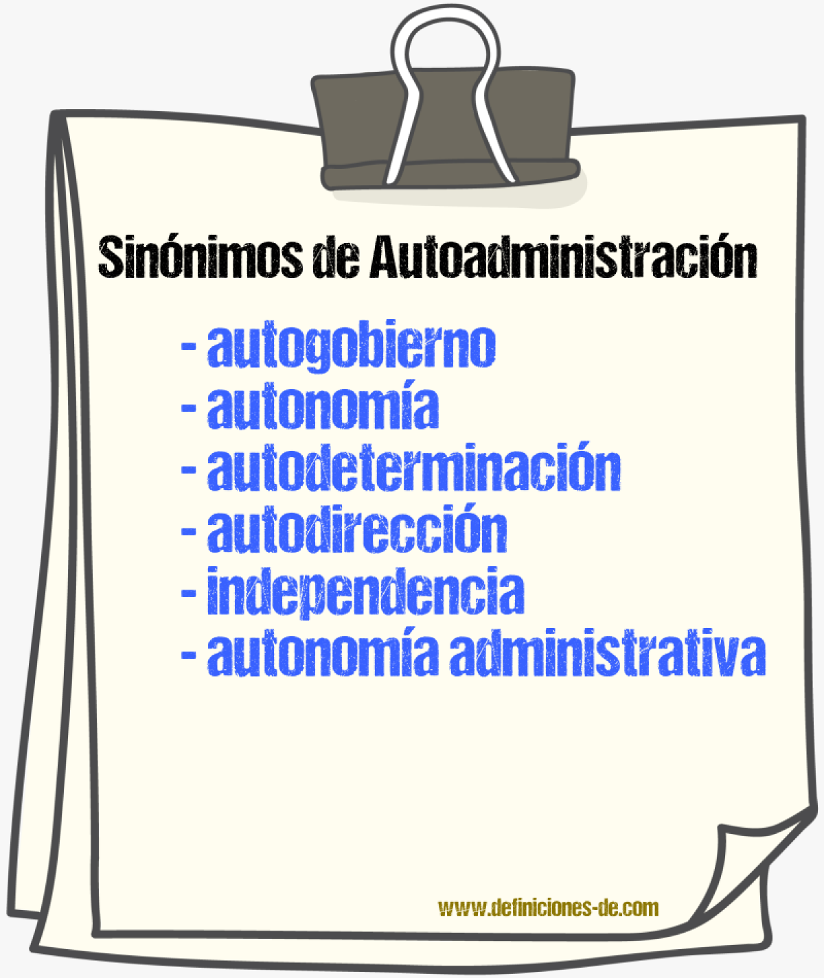 Sinónimos de autoadministración
