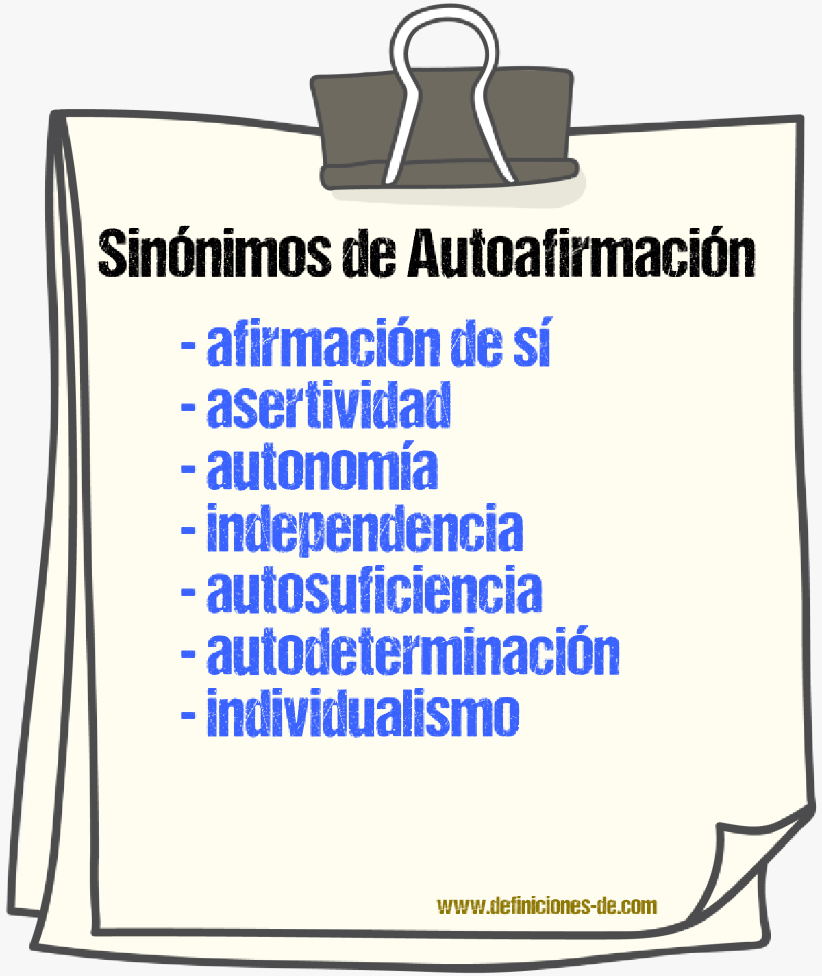 Sinónimos de autoafirmación