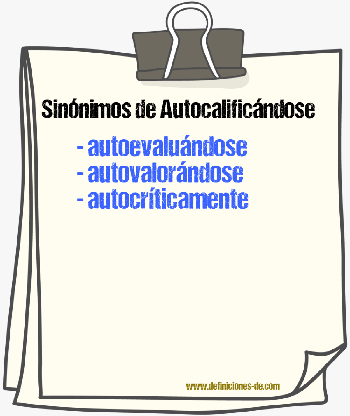 Sinónimos de autocalificándose