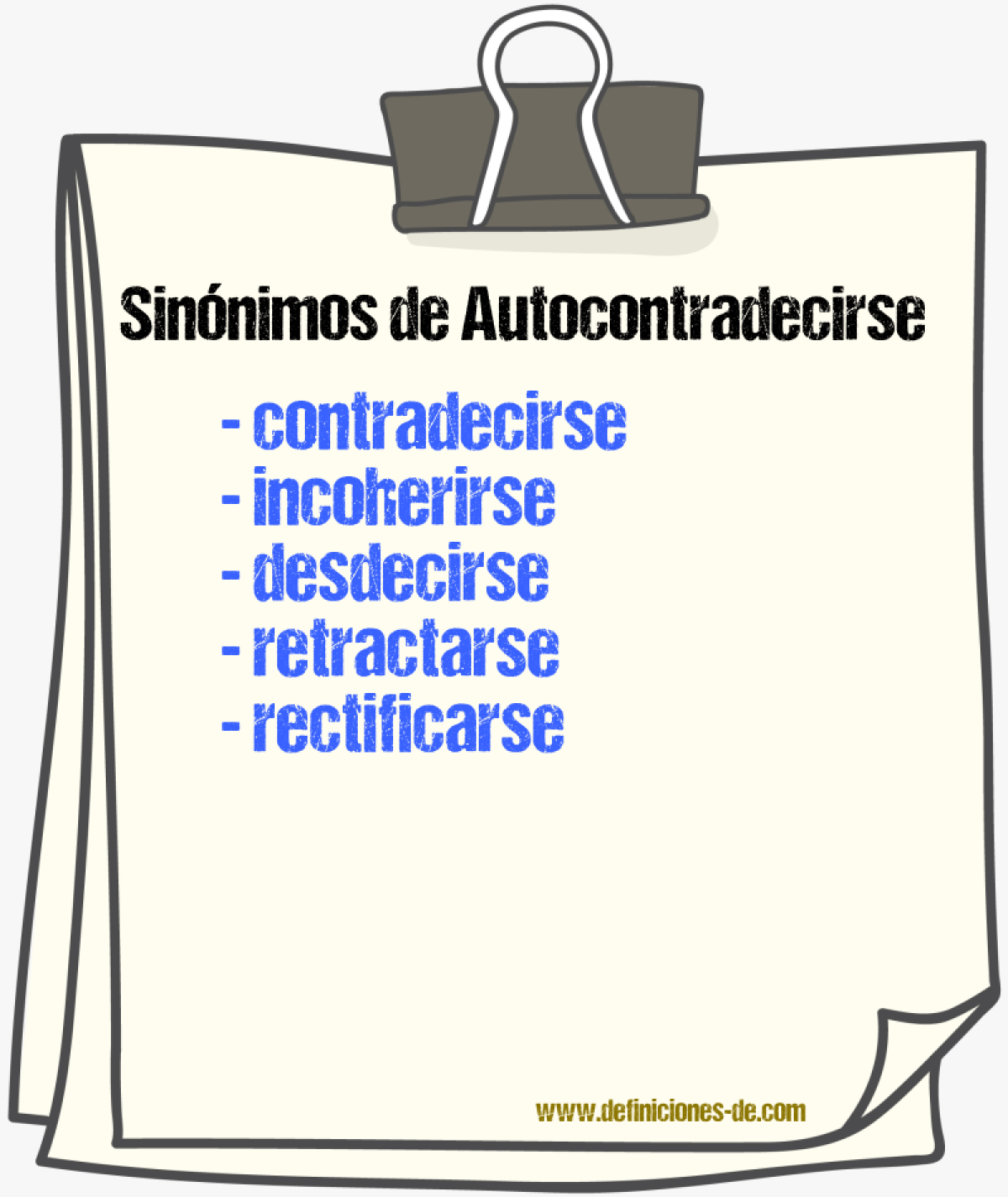 Sinónimos de autocontradecirse
