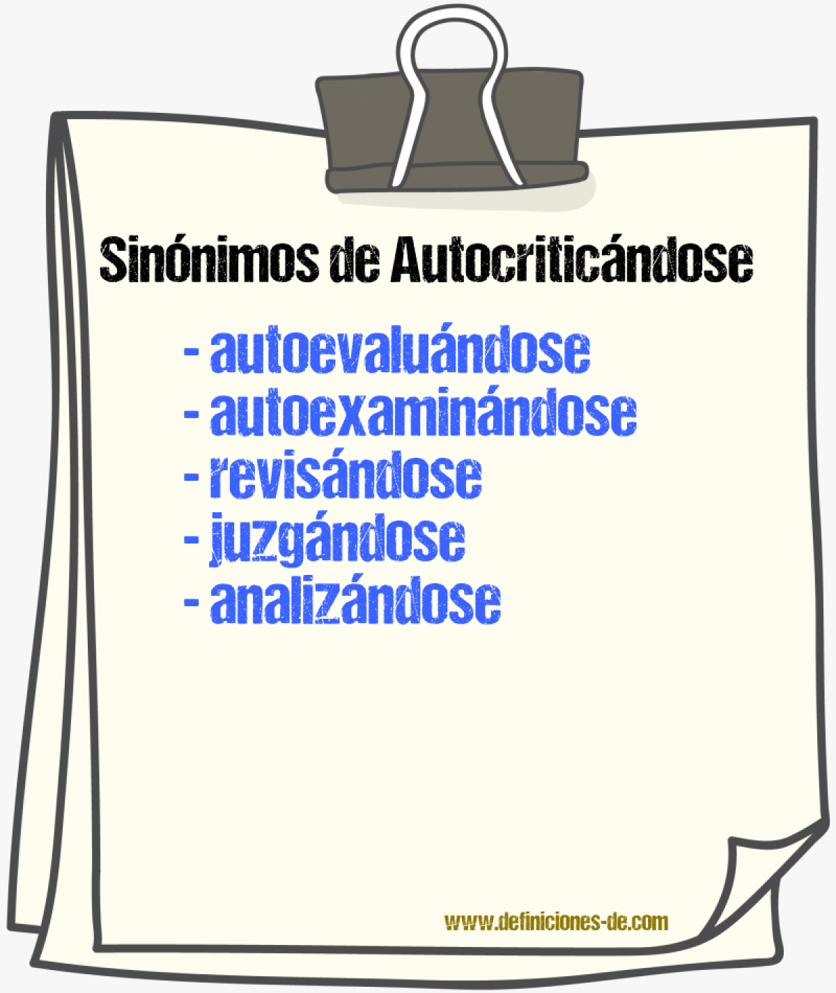Sinónimos de autocriticándose