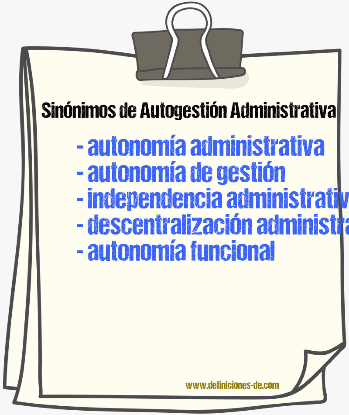 Sinónimos de autogestión administrativa