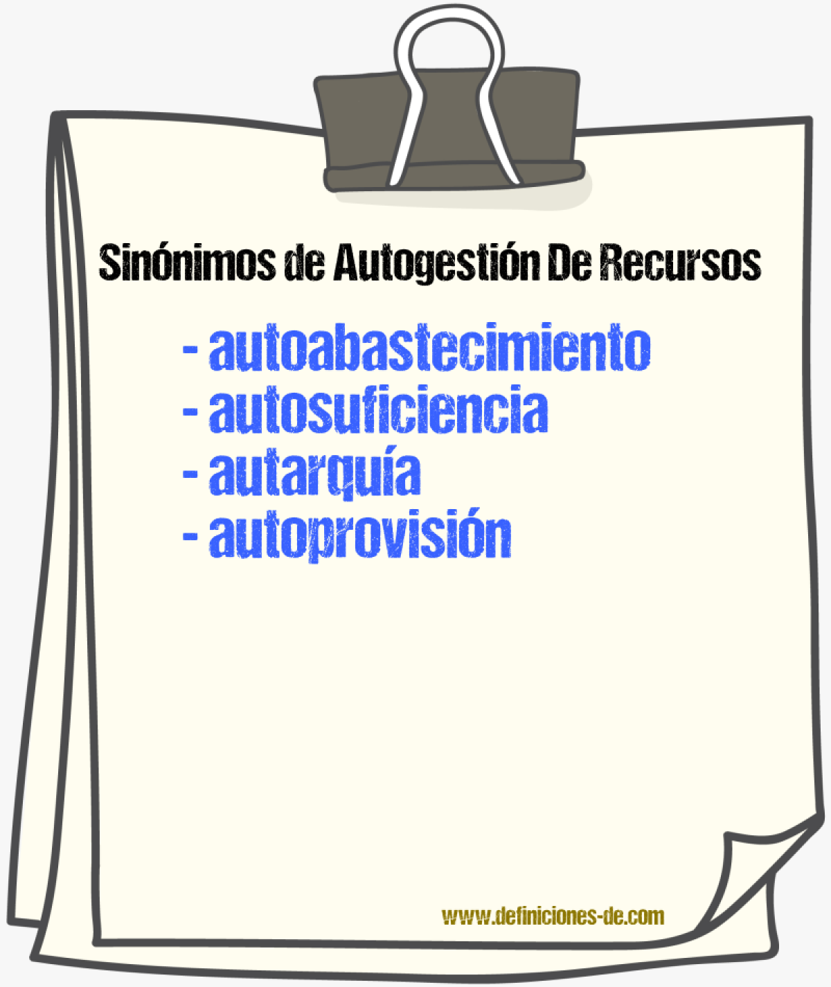 Sinónimos de autogestión de recursos