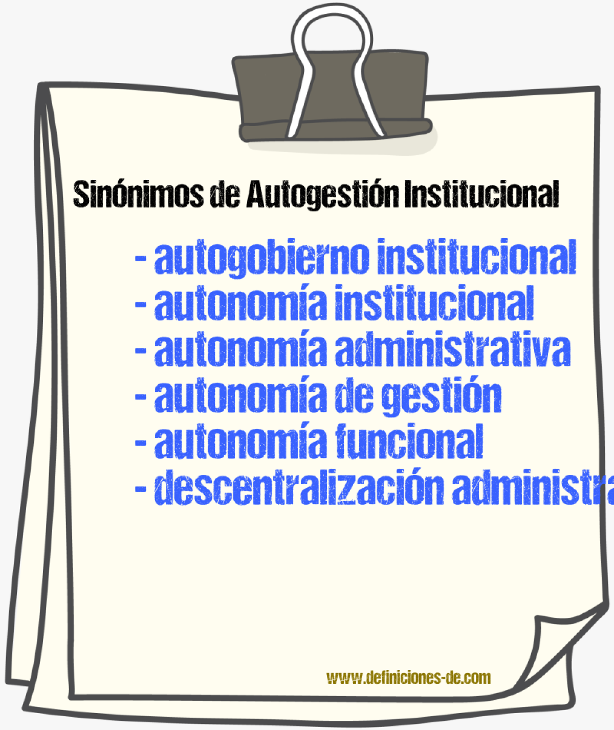 Sinónimos de autogestión institucional