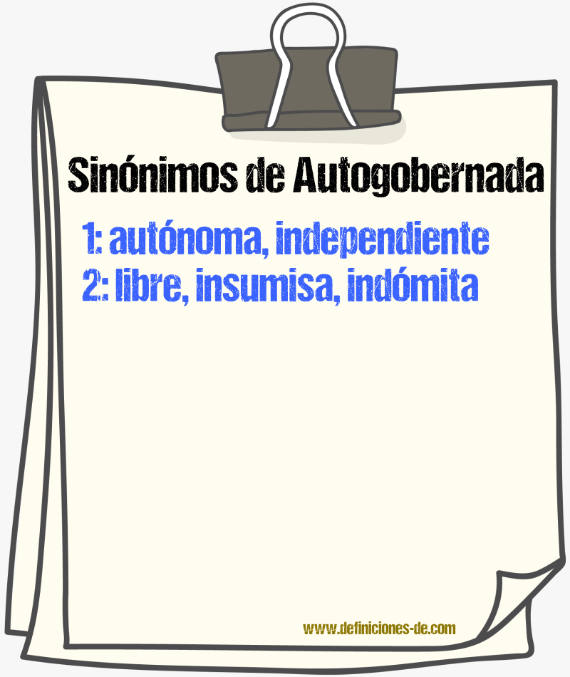 Sinónimos de autogobernada