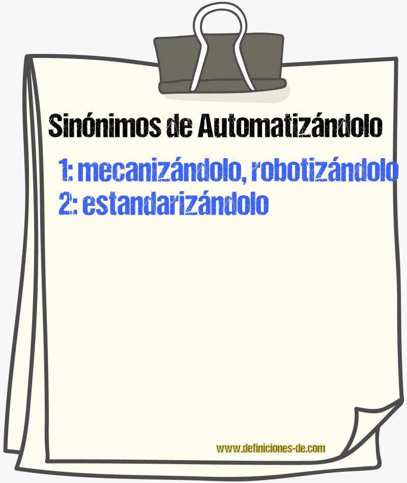 Sinónimos de automatizándolo