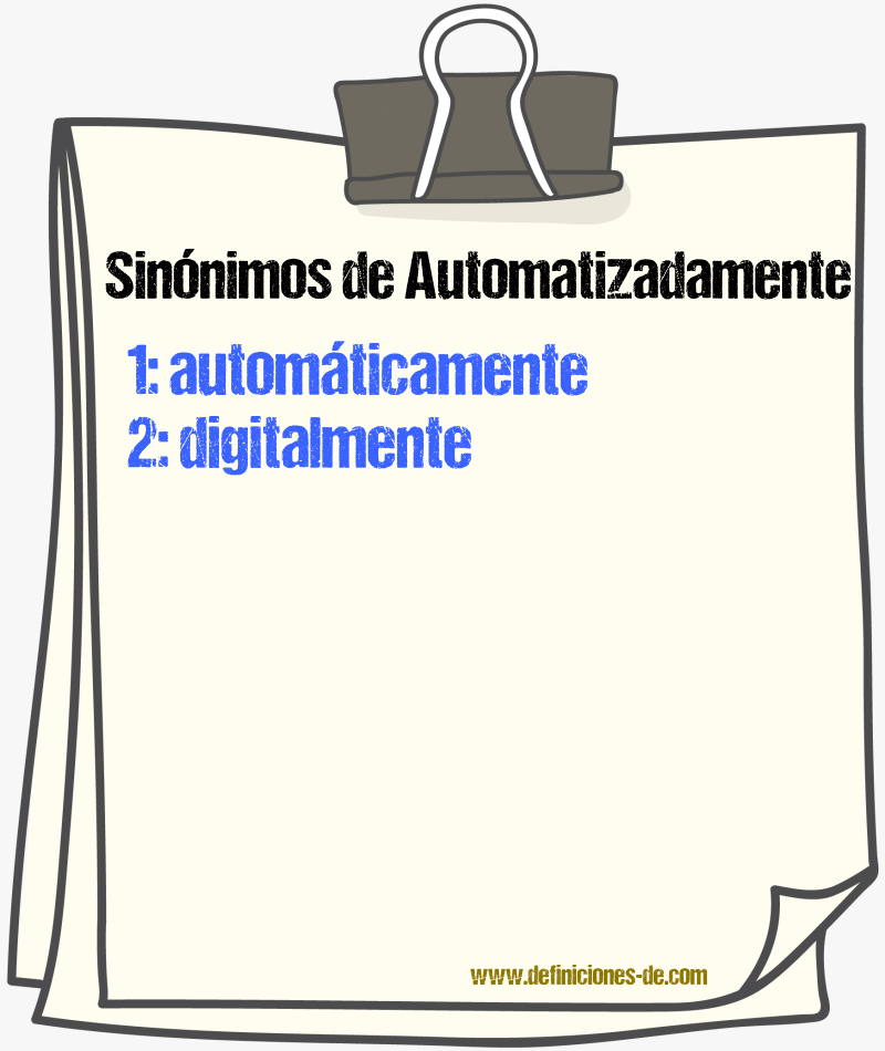 Sinónimos de automatizadamente