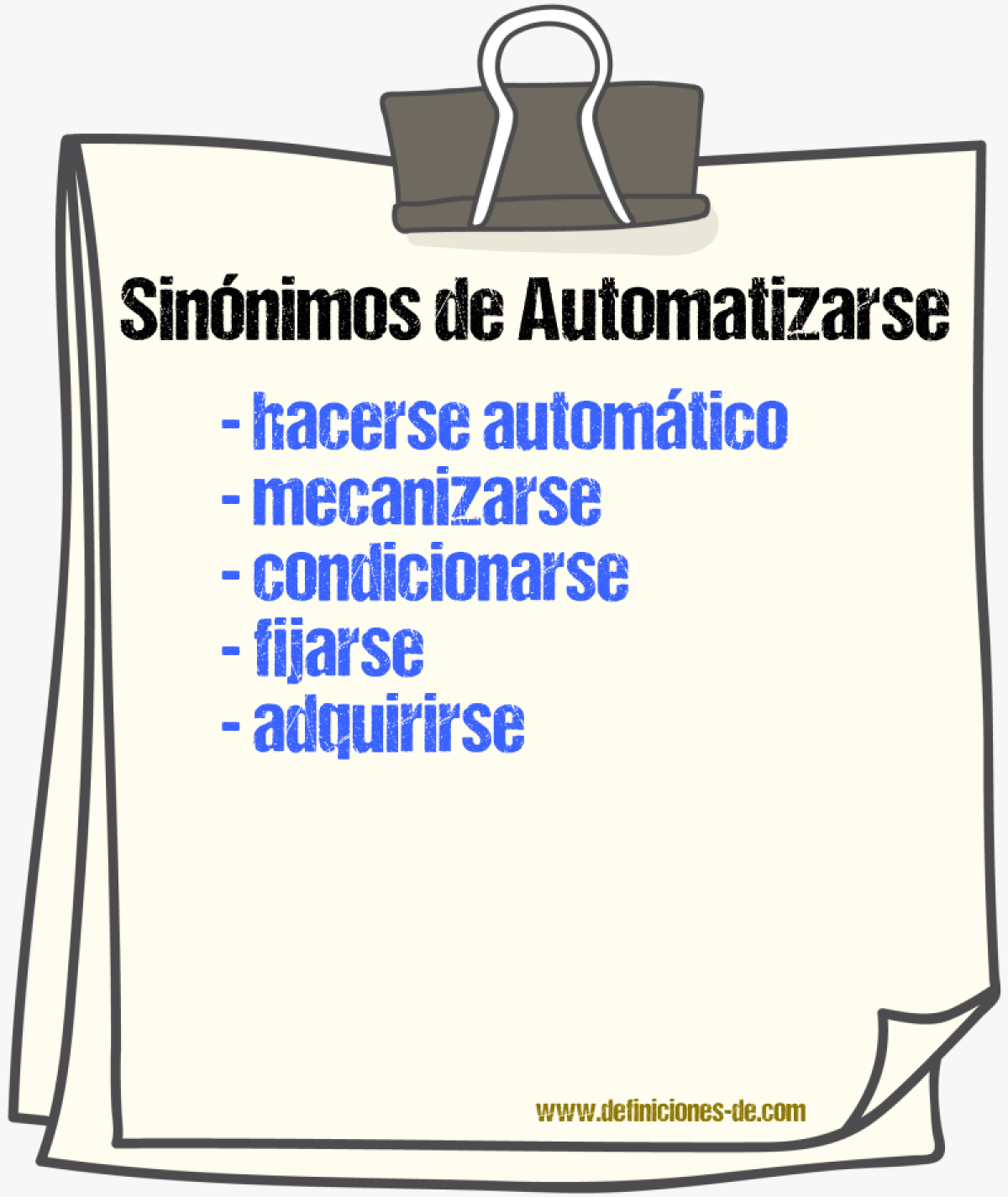Sinónimos de automatizarse